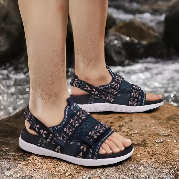 COFACE Mens Sport Beach Sandals with Arch Support Open Toe Leather Hiking Sandals for Man Outdoor Walking Sandals Men Water Shoes