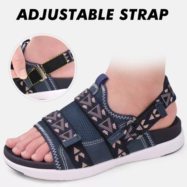 COFACE Mens Sport Beach Sandals with Arch Support Open Toe Leather Hiking Sandals for Man Outdoor Walking Sandals Men Water Shoes