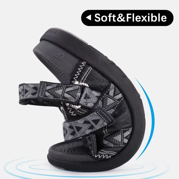 COFACE Mens Sport Beach Sandals with Arch Support Open Toe Leather Hiking Sandals for Man Outdoor Walking Sandals Men Water Shoes