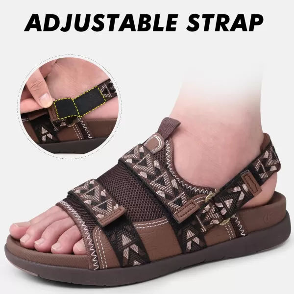 COFACE Mens Sport Beach Sandals with Arch Support Open Toe Leather Hiking Sandals for Man Outdoor Walking Sandals Men Water Shoes