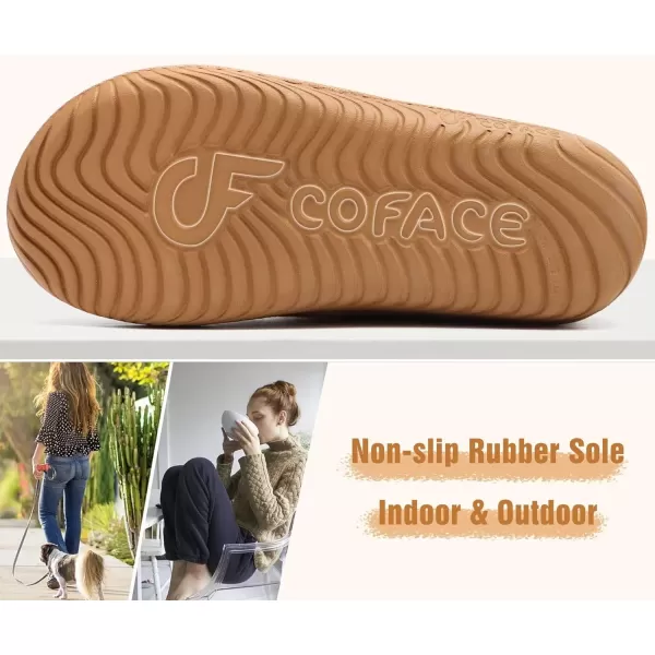COFACE Women's Memory Foam House Slippers Arch Support Moccasin Winter Shoes Ladies Warm Fuzzy Faux Fur Collar With Indoor Outdoor Rubber Sole)