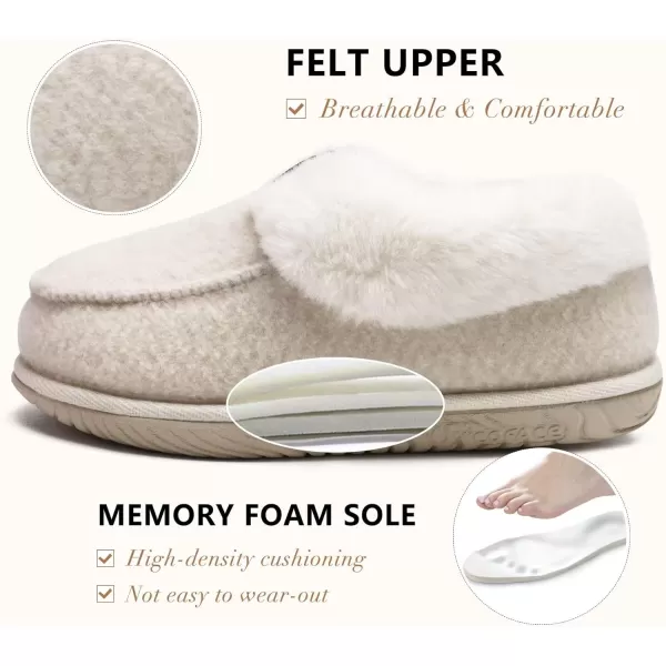 COFACE Women's Memory Foam House Slippers Arch Support Moccasin Winter Shoes Ladies Warm Fuzzy Faux Fur Collar With Indoor Outdoor Rubber Sole)