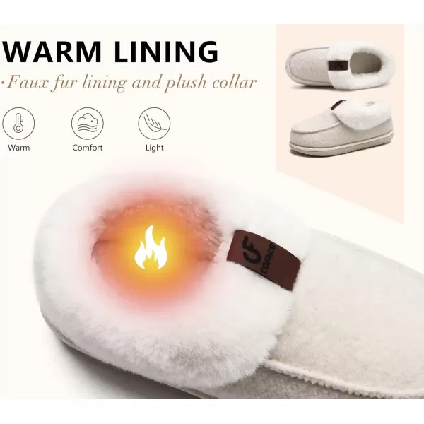COFACE Women's Memory Foam House Slippers Arch Support Moccasin Winter Shoes Ladies Warm Fuzzy Faux Fur Collar With Indoor Outdoor Rubber Sole)