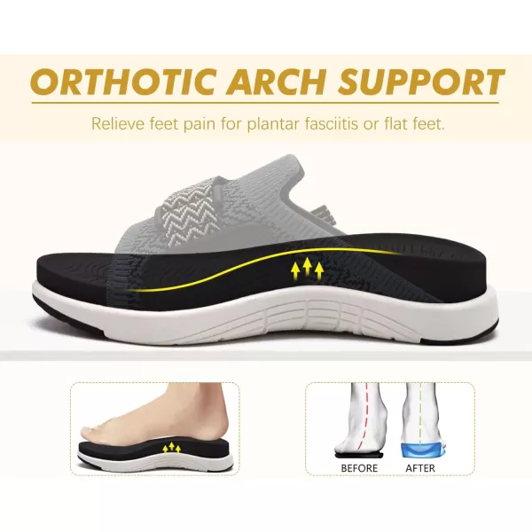 COFACE Women’s Orthotic Sandals Comfortable Plantar Fasciitis Arch Support Sandal Slippers Ladies Fashion Fabric Kint Slides Sandals with Lightweight Athletic Soft Cushion Footbed 