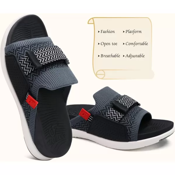 COFACE Women’s Orthotic Sandals Comfortable Plantar Fasciitis Arch Support Sandal Slippers Ladies Fashion Fabric Kint Slides Sandals with Lightweight Athletic Soft Cushion Footbed 