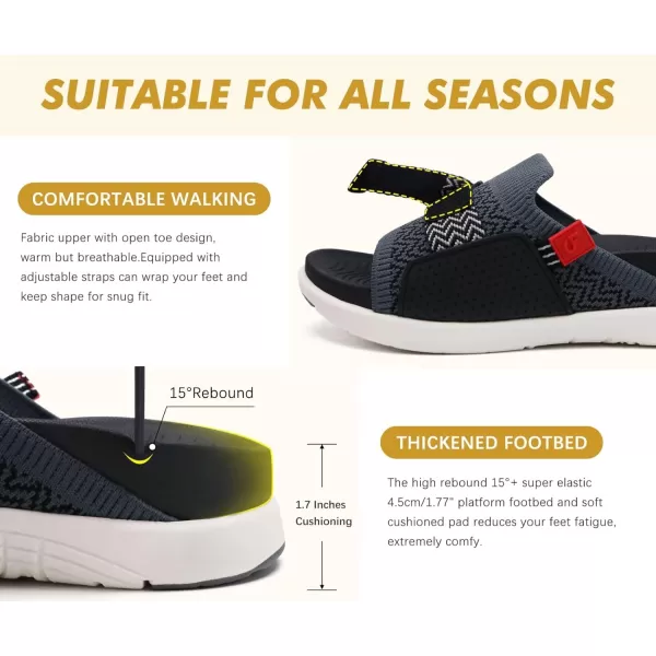 COFACE Women’s Orthotic Sandals Comfortable Plantar Fasciitis Arch Support Sandal Slippers Ladies Fashion Fabric Kint Slides Sandals with Lightweight Athletic Soft Cushion Footbed 