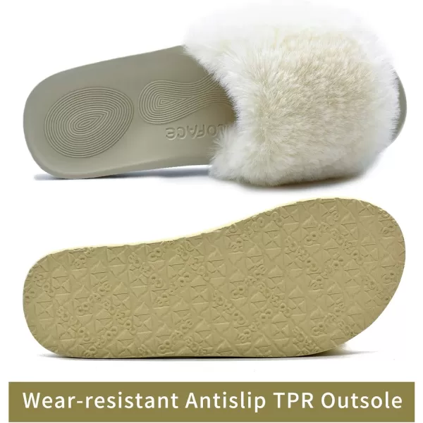 COFACE Womens Slides Fuzzy Slippers Open Toe Fluff Slippers With Arch Support Plantar Fasciitis Orthotic Slippers Women House Shoes