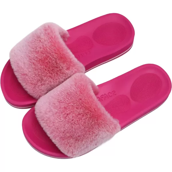 COFACE Womens Slides Fuzzy Slippers Open Toe Fluff Slippers With Arch Support Plantar Fasciitis Orthotic Slippers Women House Shoes