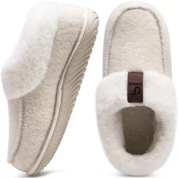 COFACE Women's Memory Foam House Slippers Arch Support Moccasin Winter Shoes Ladies Warm Fuzzy Faux Fur Collar With Indoor Outdoor Rubber Sole)