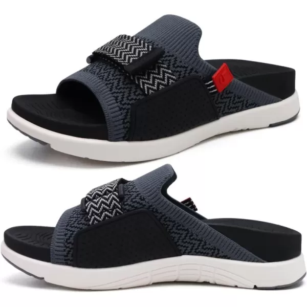 COFACE Women’s Orthotic Sandals Comfortable Plantar Fasciitis Arch Support Sandal Slippers Ladies Fashion Fabric Kint Slides Sandals with Lightweight Athletic Soft Cushion Footbed 