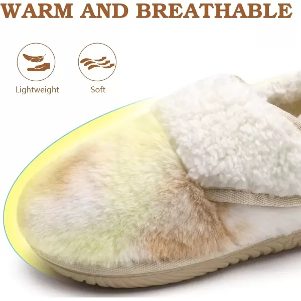 imageCOFACE Women House Slippers Memory Foam Fluffy Slippers Ladies House Shoes Indoor OutdoorBeige