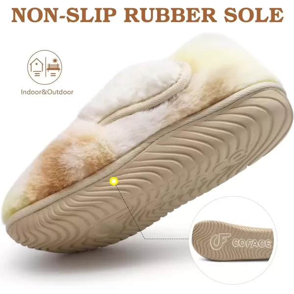 imageCOFACE Women House Slippers Memory Foam Fluffy Slippers Ladies House Shoes Indoor OutdoorBeige