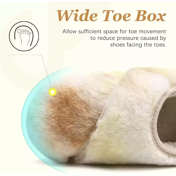 imageCOFACE Women House Slippers Memory Foam Fluffy Slippers Ladies House Shoes Indoor OutdoorBeige Choose One Size Up