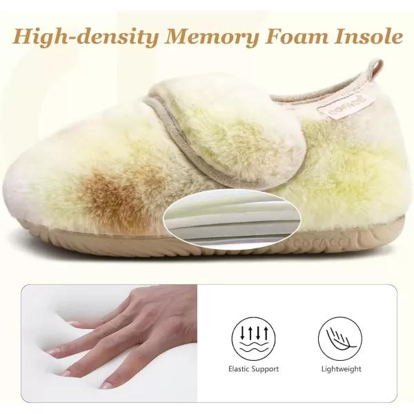 imageCOFACE Women House Slippers Memory Foam Fluffy Slippers Ladies House Shoes Indoor OutdoorBeige Choose One Size Up