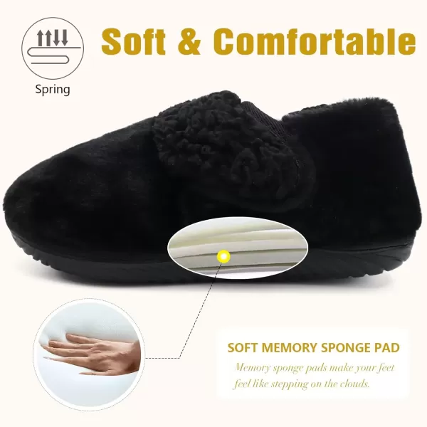 imageCOFACE Women House Slippers Memory Foam Fluffy Slippers Ladies House Shoes Indoor OutdoorBlack