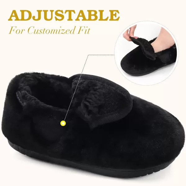 imageCOFACE Women House Slippers Memory Foam Fluffy Slippers Ladies House Shoes Indoor OutdoorBlack