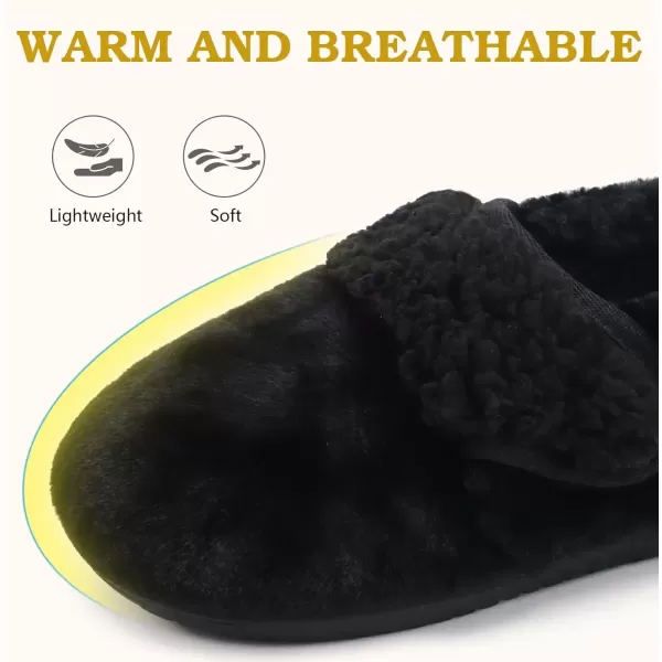 imageCOFACE Women House Slippers Memory Foam Fluffy Slippers Ladies House Shoes Indoor OutdoorBlack