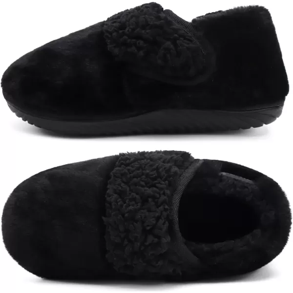 imageCOFACE Women House Slippers Memory Foam Fluffy Slippers Ladies House Shoes Indoor OutdoorBlack