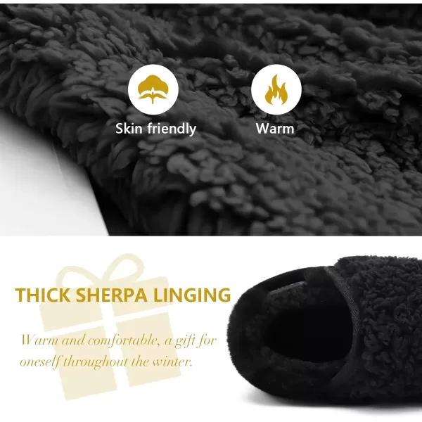 imageCOFACE Women House Slippers Memory Foam Fluffy Slippers Ladies House Shoes Indoor OutdoorBlack