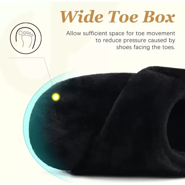 imageCOFACE Women House Slippers Memory Foam Fluffy Slippers Ladies House Shoes Indoor OutdoorBlack Choose One Size Up