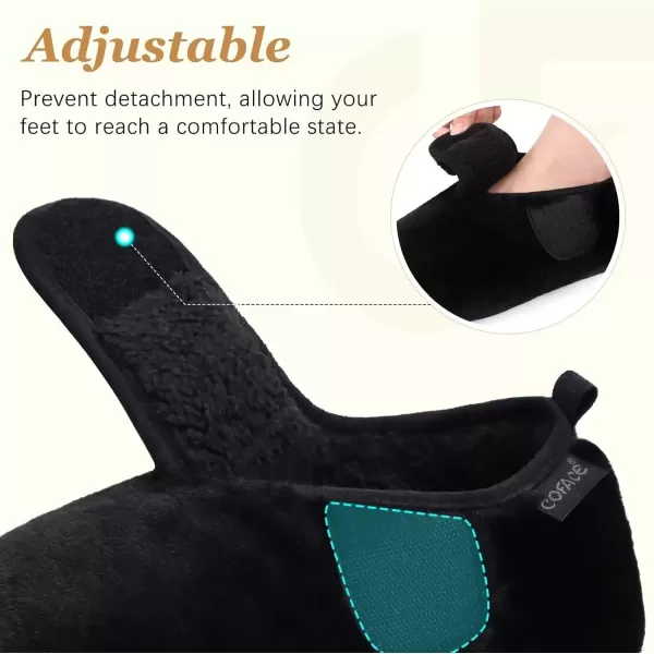 imageCOFACE Women House Slippers Memory Foam Fluffy Slippers Ladies House Shoes Indoor OutdoorBlack Choose One Size Up
