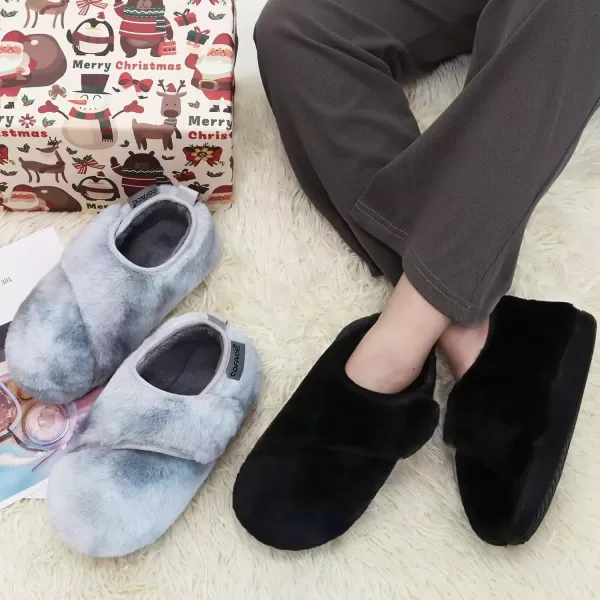imageCOFACE Women House Slippers Memory Foam Fluffy Slippers Ladies House Shoes Indoor OutdoorBlack Choose One Size Up
