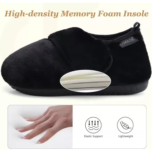 imageCOFACE Women House Slippers Memory Foam Fluffy Slippers Ladies House Shoes Indoor OutdoorBlack Choose One Size Up
