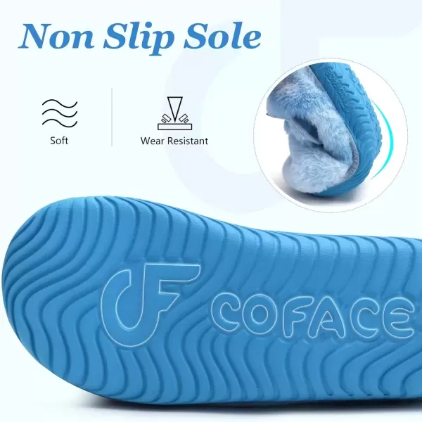 imageCOFACE Women House Slippers Memory Foam Fluffy Slippers Ladies House Shoes Indoor OutdoorBlue Choose One Size Up