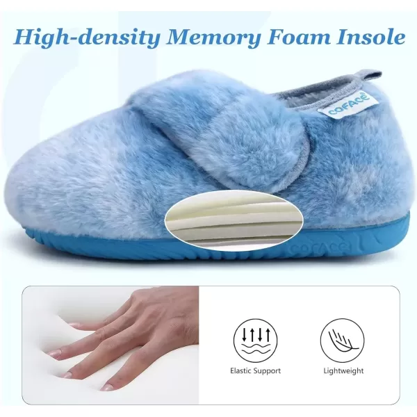 imageCOFACE Women House Slippers Memory Foam Fluffy Slippers Ladies House Shoes Indoor OutdoorBlue Choose One Size Up