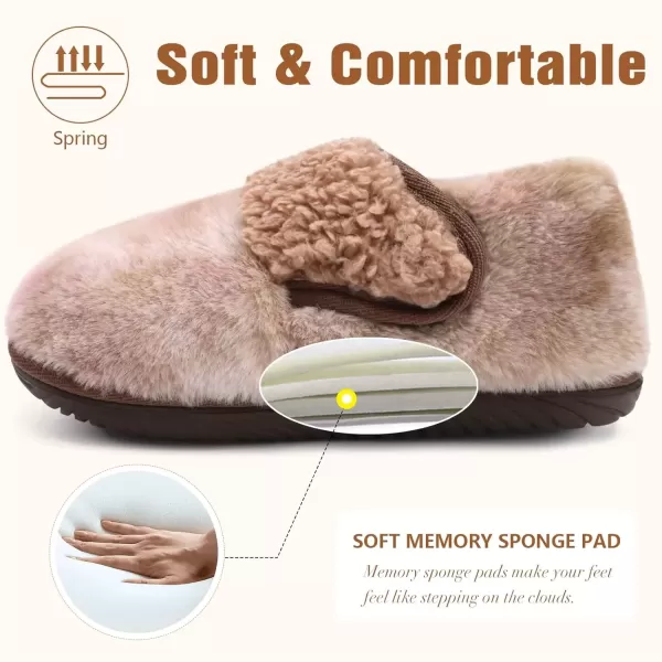 imageCOFACE Women House Slippers Memory Foam Fluffy Slippers Ladies House Shoes Indoor OutdoorBrown