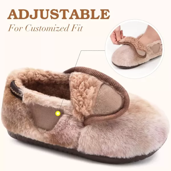 imageCOFACE Women House Slippers Memory Foam Fluffy Slippers Ladies House Shoes Indoor OutdoorBrown