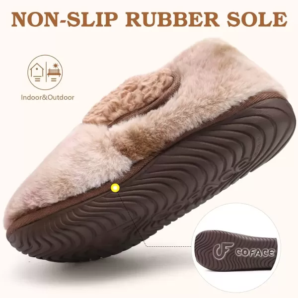 imageCOFACE Women House Slippers Memory Foam Fluffy Slippers Ladies House Shoes Indoor OutdoorBrown