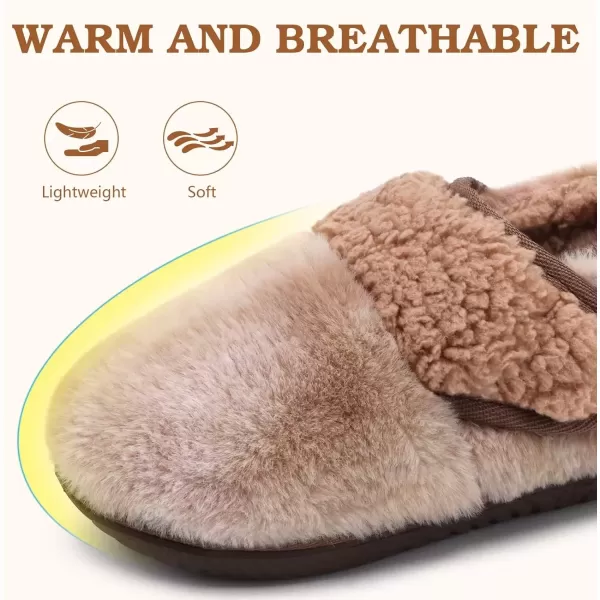 imageCOFACE Women House Slippers Memory Foam Fluffy Slippers Ladies House Shoes Indoor OutdoorBrown