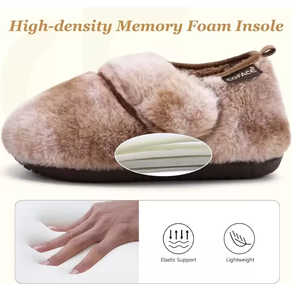 imageCOFACE Women House Slippers Memory Foam Fluffy Slippers Ladies House Shoes Indoor OutdoorBrown Choose One Size Up