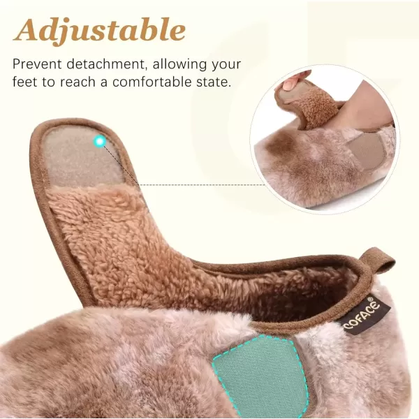 imageCOFACE Women House Slippers Memory Foam Fluffy Slippers Ladies House Shoes Indoor OutdoorBrown Choose One Size Up