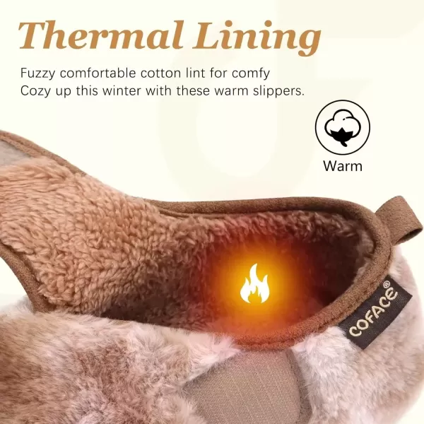 imageCOFACE Women House Slippers Memory Foam Fluffy Slippers Ladies House Shoes Indoor OutdoorBrown Choose One Size Up