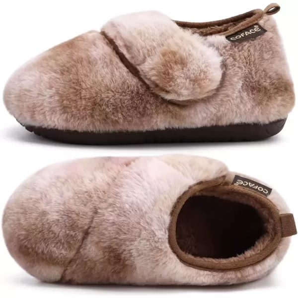 imageCOFACE Women House Slippers Memory Foam Fluffy Slippers Ladies House Shoes Indoor OutdoorBrown Choose One Size Up