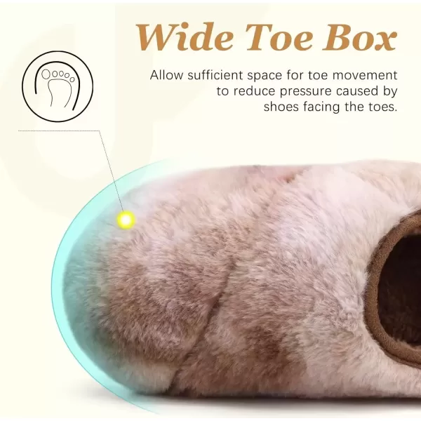 imageCOFACE Women House Slippers Memory Foam Fluffy Slippers Ladies House Shoes Indoor OutdoorBrown Choose One Size Up