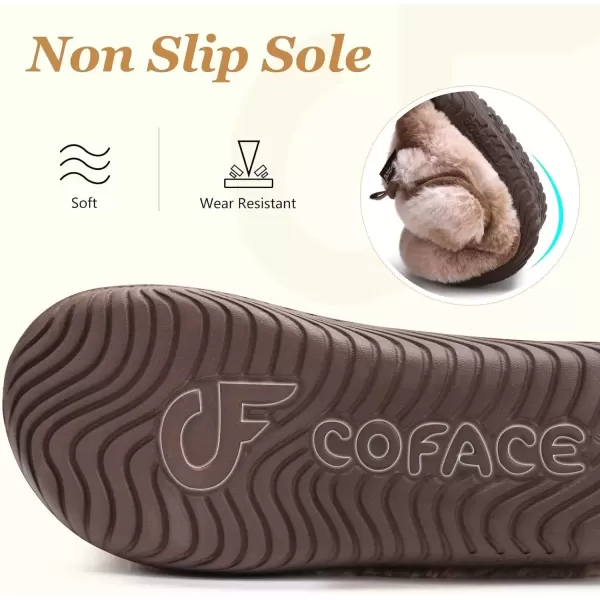 imageCOFACE Women House Slippers Memory Foam Fluffy Slippers Ladies House Shoes Indoor OutdoorBrown Choose One Size Up