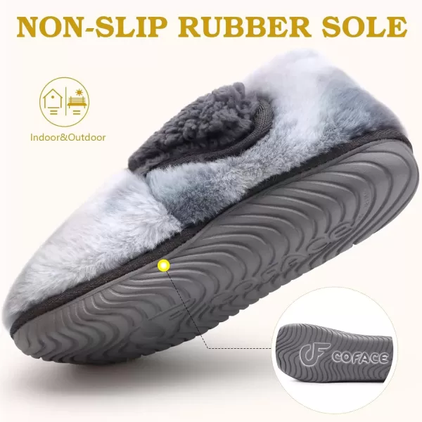 imageCOFACE Women House Slippers Memory Foam Fluffy Slippers Ladies House Shoes Indoor OutdoorGrey