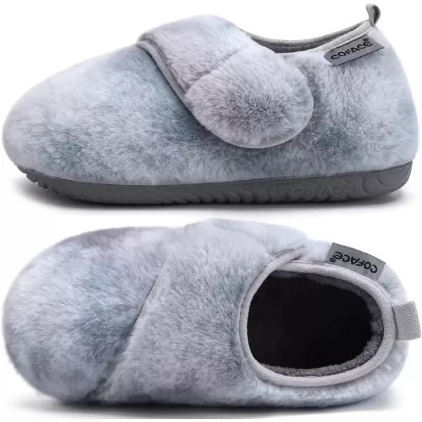 imageCOFACE Women House Slippers Memory Foam Fluffy Slippers Ladies House Shoes Indoor OutdoorGrey Choose One Size Up