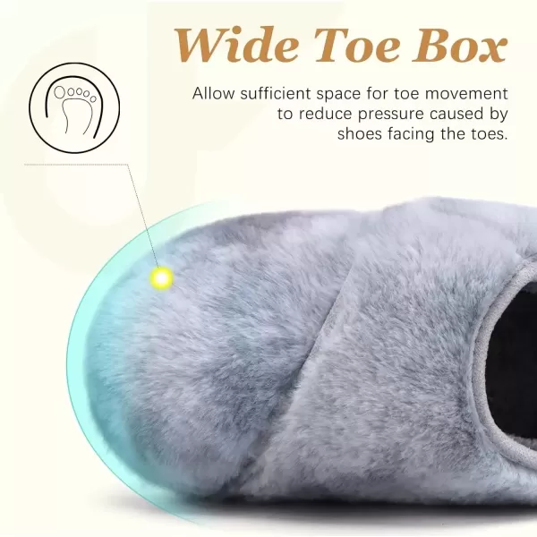 imageCOFACE Women House Slippers Memory Foam Fluffy Slippers Ladies House Shoes Indoor OutdoorGrey Choose One Size Up