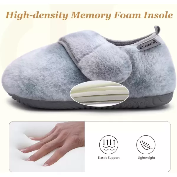 imageCOFACE Women House Slippers Memory Foam Fluffy Slippers Ladies House Shoes Indoor OutdoorGrey Choose One Size Up