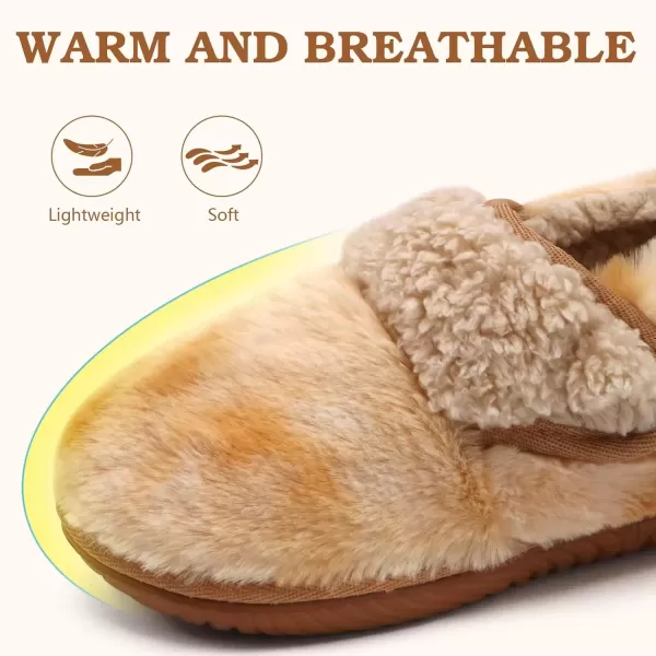 imageCOFACE Women House Slippers Memory Foam Fluffy Slippers Ladies House Shoes Indoor OutdoorKhaki