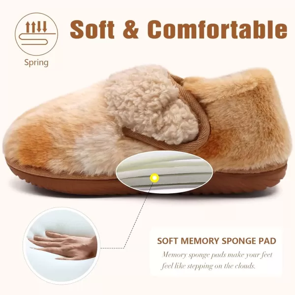 imageCOFACE Women House Slippers Memory Foam Fluffy Slippers Ladies House Shoes Indoor OutdoorKhaki
