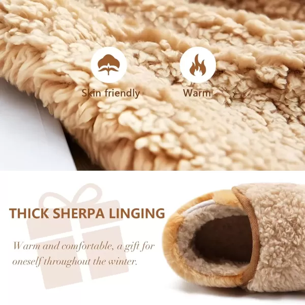 imageCOFACE Women House Slippers Memory Foam Fluffy Slippers Ladies House Shoes Indoor OutdoorKhaki