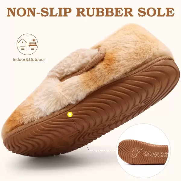 imageCOFACE Women House Slippers Memory Foam Fluffy Slippers Ladies House Shoes Indoor OutdoorKhaki