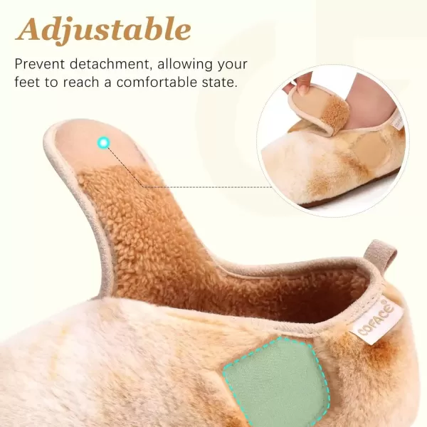 imageCOFACE Women House Slippers Memory Foam Fluffy Slippers Ladies House Shoes Indoor OutdoorKhaki Choose One Size Up