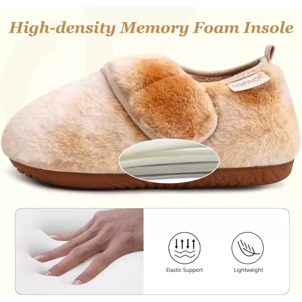 imageCOFACE Women House Slippers Memory Foam Fluffy Slippers Ladies House Shoes Indoor OutdoorKhaki Choose One Size Up