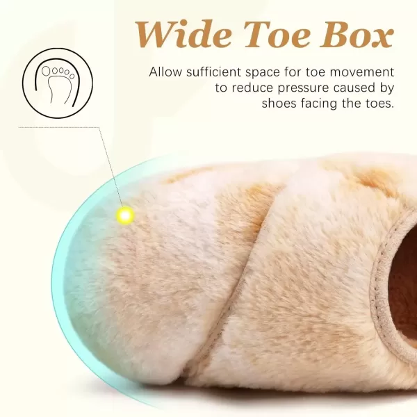 imageCOFACE Women House Slippers Memory Foam Fluffy Slippers Ladies House Shoes Indoor OutdoorKhaki Choose One Size Up